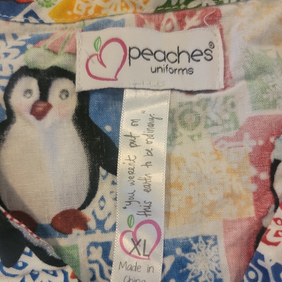 Peaches Uniform Glittle Penguin Scrub Top - Size XL - Picture 2 of 5